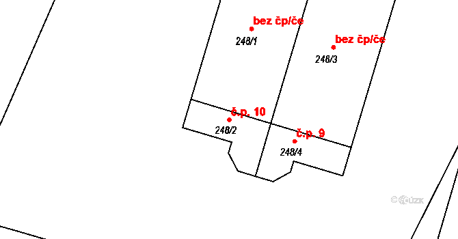 Bežerovice 10, Sudoměřice u Bechyně na parcele st. 248/2 v KÚ Bežerovice, Katastrální mapa