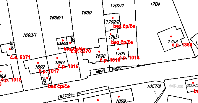 Kadaň 1015 na parcele st. 1698 v KÚ Kadaň, Katastrální mapa