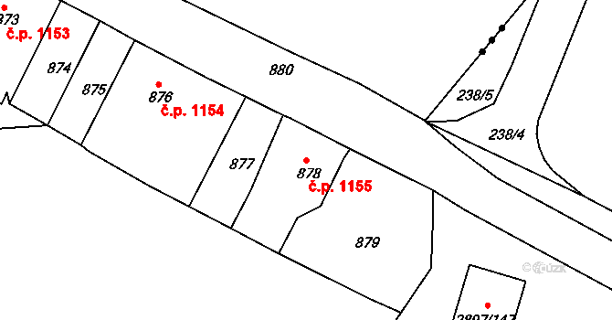 Duchcov 1155 na parcele st. 878 v KÚ Duchcov, Katastrální mapa