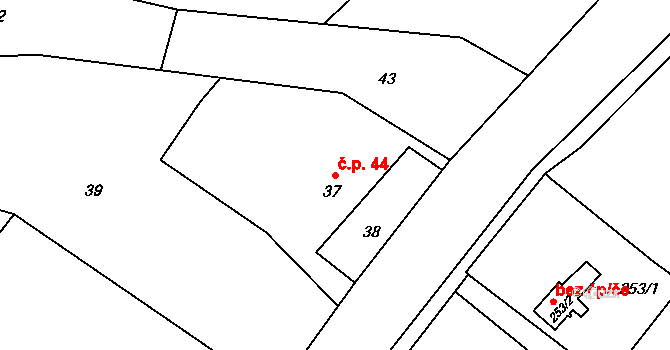 Vrbice 44, Bohumín na parcele st. 37 v KÚ Vrbice nad Odrou, Katastrální mapa