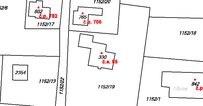 Bublava 95 na parcele st. 330 v KÚ Bublava, Katastrální mapa
