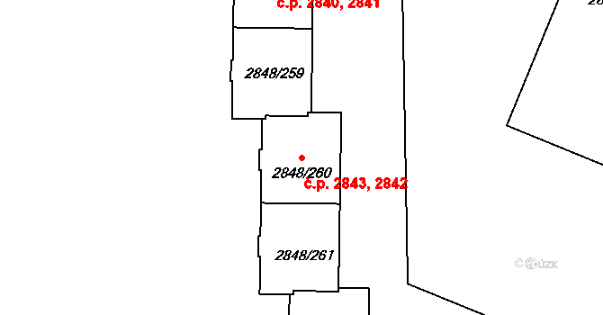 Záběhlice 2842,2843, Praha na parcele st. 2848/260 v KÚ Záběhlice, Katastrální mapa