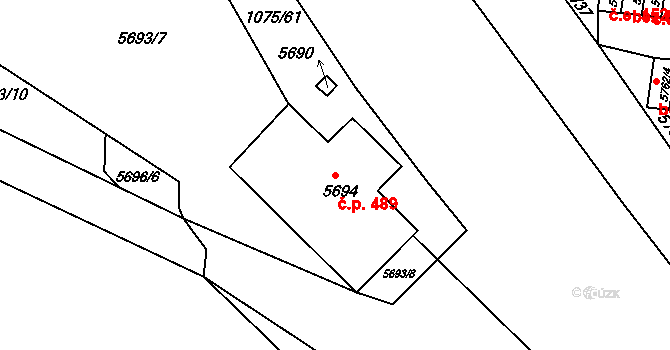 Česká Lípa 489 na parcele st. 5694 v KÚ Česká Lípa, Katastrální mapa