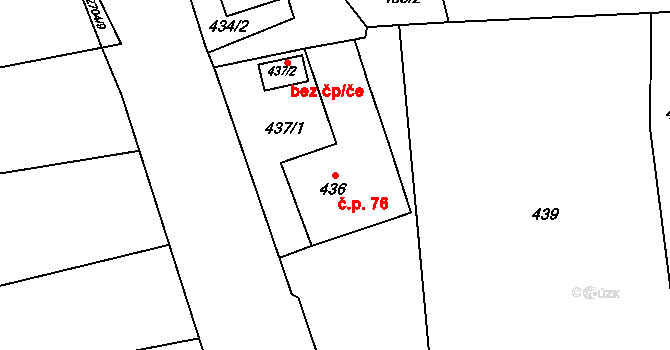 Louky 76, Karviná na parcele st. 436 v KÚ Louky nad Olší, Katastrální mapa