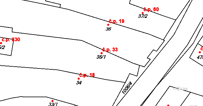 Kozojedy 33 na parcele st. 35/1 v KÚ Kozojedy u Kostelce nad Černými Lesy, Katastrální mapa