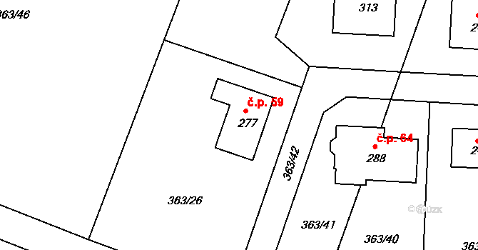 Babice 59, Řehenice na parcele st. 277 v KÚ Babice u Řehenic, Katastrální mapa