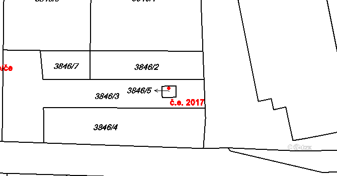 Horní Těrlicko 2017, Těrlicko na parcele st. 3846/5 v KÚ Horní Těrlicko, Katastrální mapa