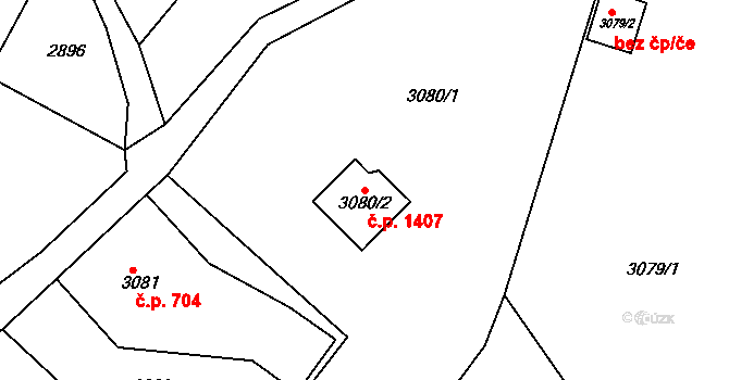 Smržovka 1407 na parcele st. 3080/2 v KÚ Smržovka, Katastrální mapa