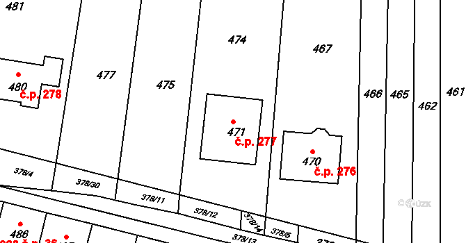 Silůvky 277 na parcele st. 471 v KÚ Silůvky, Katastrální mapa