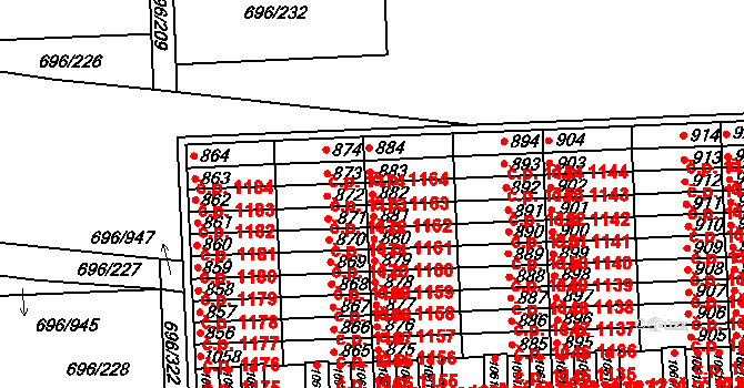 Klokoty 1162, Tábor na parcele st. 882 v KÚ Klokoty, Katastrální mapa