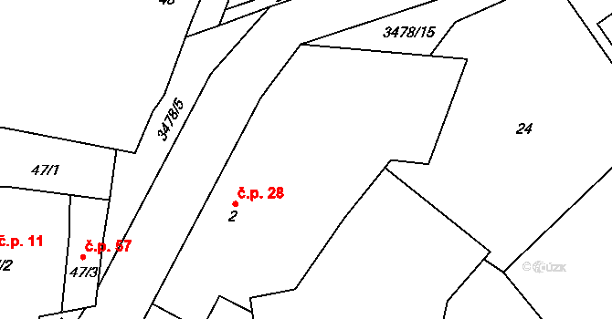 Jeníkov 28, Čechtice na parcele st. 2 v KÚ Jeníkov u Vlašimi, Katastrální mapa