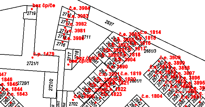 Město 3988, Havířov na parcele st. 2689 v KÚ Havířov-město, Katastrální mapa