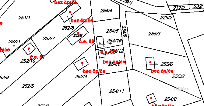 Třinec 40213463 na parcele st. 254/12 v KÚ Lyžbice, Katastrální mapa
