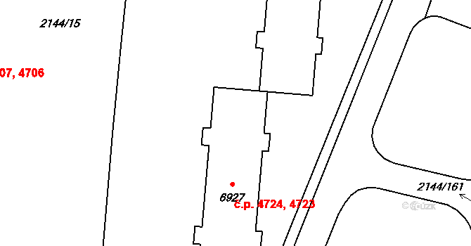 Zlín 4723,4724 na parcele st. 6927 v KÚ Zlín, Katastrální mapa