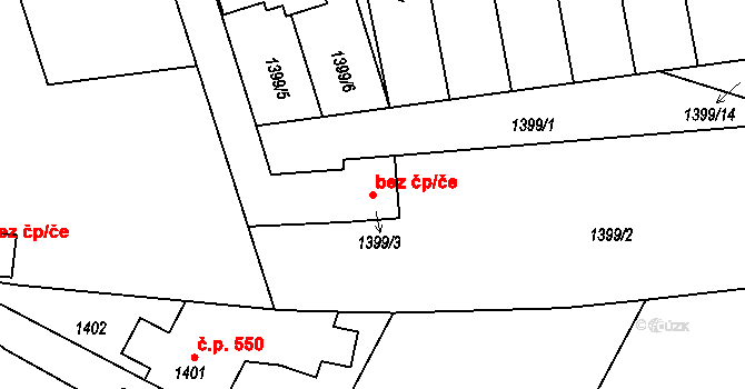Hronov 45693463 na parcele st. 1399/3 v KÚ Hronov, Katastrální mapa