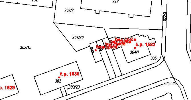 Karlovy Vary 45797463 na parcele st. 303/5 v KÚ Tuhnice, Katastrální mapa