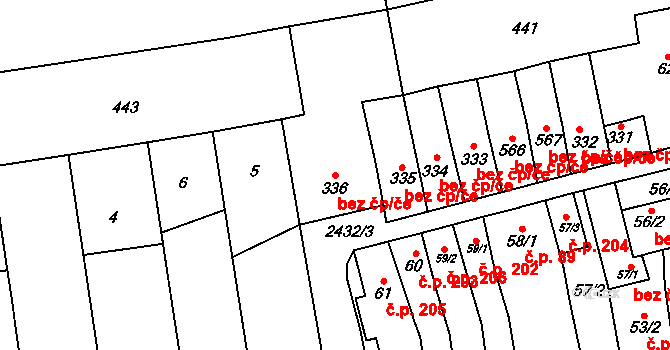 Tlumačov 47857463 na parcele st. 336 v KÚ Tlumačov na Moravě, Katastrální mapa