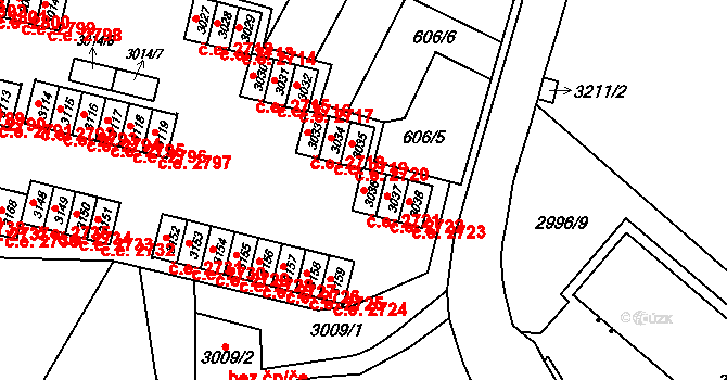 Podlesí 2721, Havířov na parcele st. 3036 v KÚ Bludovice, Katastrální mapa