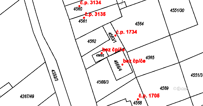 Chomutov 49419463 na parcele st. 4563/2 v KÚ Chomutov I, Katastrální mapa