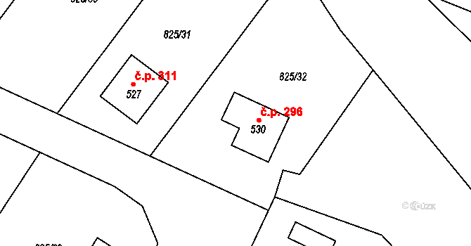Ludvíkovice 296 na parcele st. 530 v KÚ Ludvíkovice, Katastrální mapa