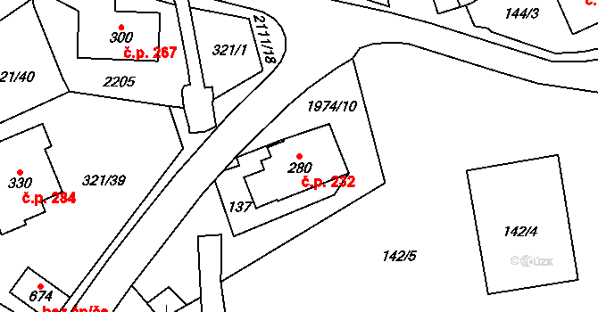 Svratouch 232 na parcele st. 280 v KÚ Svratouch, Katastrální mapa