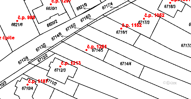 Mutěnice 1261 na parcele st. 6714/5 v KÚ Mutěnice, Katastrální mapa
