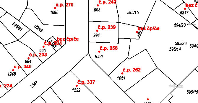 Beroun-Závodí 250, Beroun na parcele st. 1050 v KÚ Beroun, Katastrální mapa