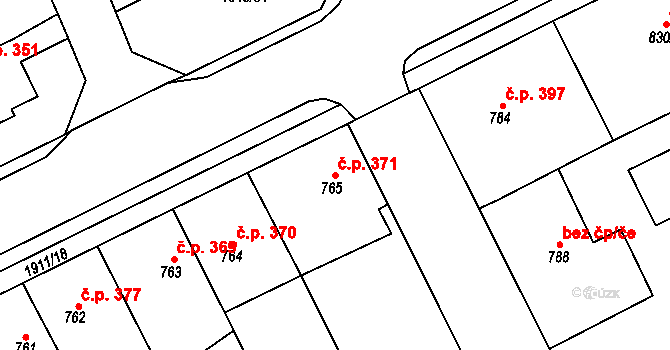 Sušice II 371, Sušice na parcele st. 765 v KÚ Sušice nad Otavou, Katastrální mapa