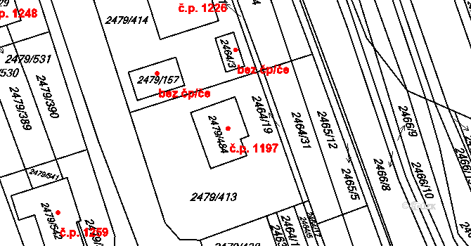 Třemošná 1197 na parcele st. 2479/484 v KÚ Třemošná, Katastrální mapa