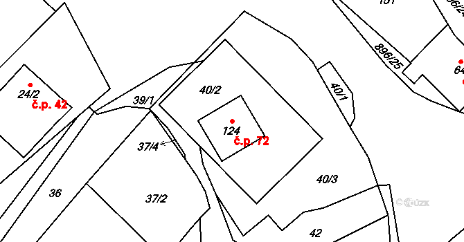 Řepová 72, Mohelnice na parcele st. 124 v KÚ Řepová, Katastrální mapa