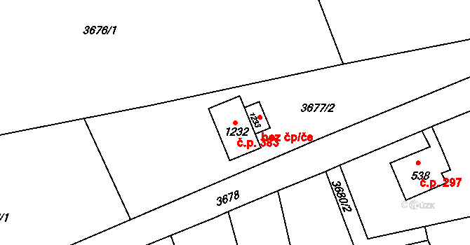 Jílové 383 na parcele st. 1232 v KÚ Jílové u Děčína, Katastrální mapa