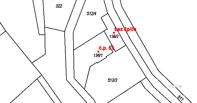 Mrzkovice 51, Světlá nad Sázavou na parcele st. 136/1 v KÚ Mrzkovice, Katastrální mapa