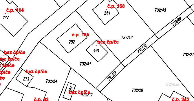 Kameničky 96672463 na parcele st. 461 v KÚ Kameničky, Katastrální mapa