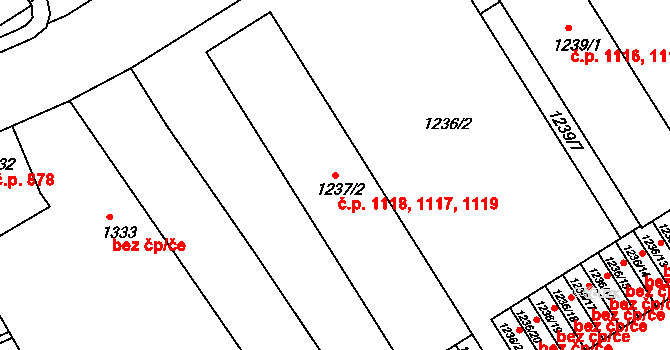 Rychnov nad Kněžnou 1117,1118,1119 na parcele st. 1237/2 v KÚ Rychnov nad Kněžnou, Katastrální mapa