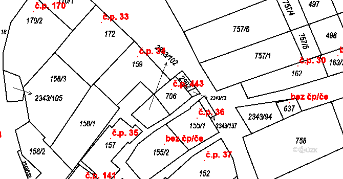 Křepice 443 na parcele st. 706 v KÚ Křepice u Hustopečí, Katastrální mapa