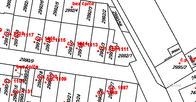 Holešov 1112 na parcele st. 2991/3 v KÚ Holešov, Katastrální mapa