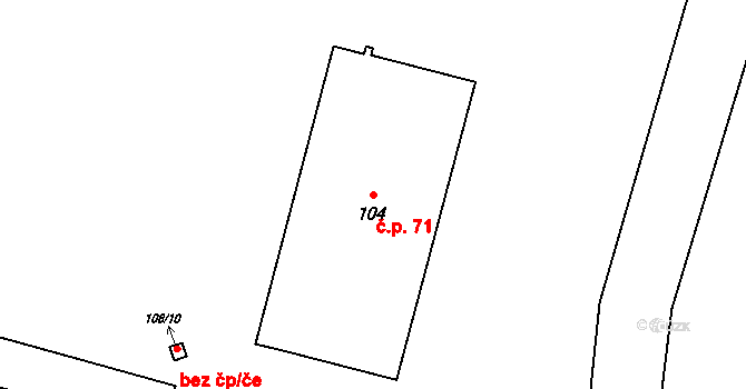 Kojetín II-Popůvky 71, Kojetín na parcele st. 104 v KÚ Popůvky u Kojetína, Katastrální mapa