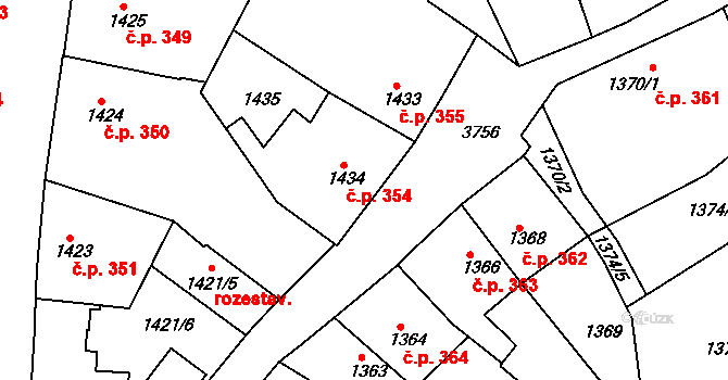 Kutná Hora-Vnitřní Město 354, Kutná Hora na parcele st. 1434 v KÚ Kutná Hora, Katastrální mapa