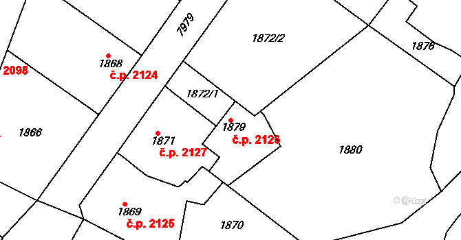 Mělník 2126 na parcele st. 1879 v KÚ Mělník, Katastrální mapa