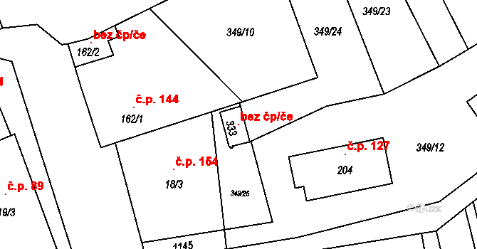Měcholupy 119232464 na parcele st. 333 v KÚ Měcholupy u Žatce, Katastrální mapa