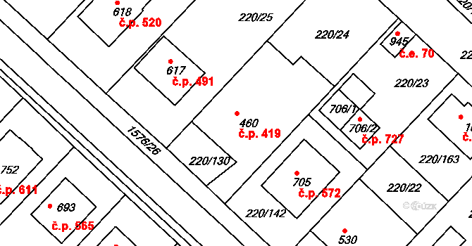 Luka nad Jihlavou 419 na parcele st. 460 v KÚ Luka nad Jihlavou, Katastrální mapa