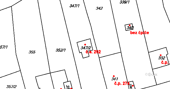 Neštěmice 292, Ústí nad Labem na parcele st. 347/2 v KÚ Neštěmice, Katastrální mapa