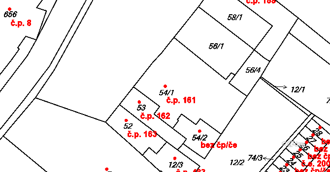 Sobědruhy 161, Teplice na parcele st. 54/1 v KÚ Sobědruhy, Katastrální mapa