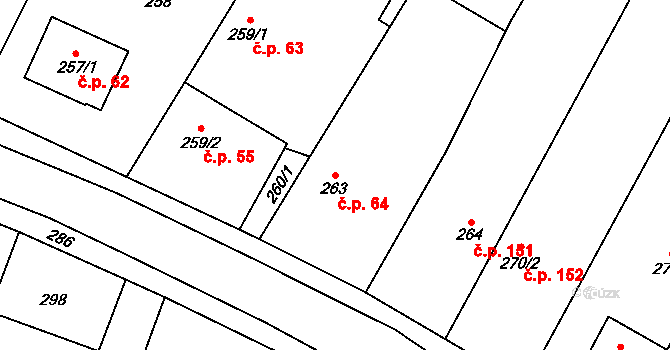 Kratonohy 64 na parcele st. 263 v KÚ Kratonohy, Katastrální mapa