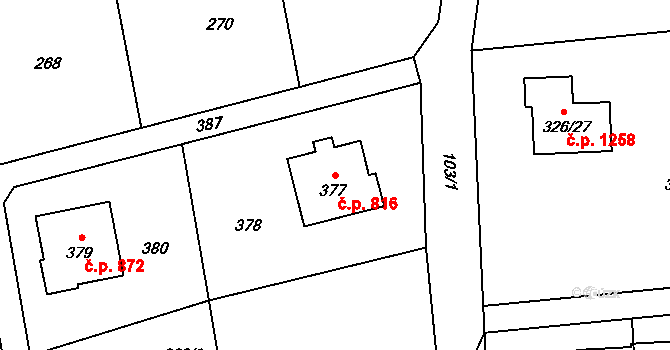 Vendryně 816 na parcele st. 377 v KÚ Vendryně, Katastrální mapa