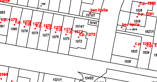 Záběhlice 1272, Praha na parcele st. 1073 v KÚ Záběhlice, Katastrální mapa