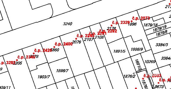 Hodonín 2291 na parcele st. 2107 v KÚ Hodonín, Katastrální mapa