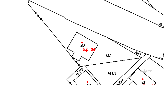 Temný Důl 34, Horní Maršov na parcele st. 42 v KÚ Temný Důl, Katastrální mapa