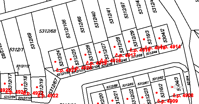 Chomutov 4918 na parcele st. 5312/27 v KÚ Chomutov I, Katastrální mapa