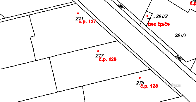 Velké Chvalovice 129, Pečky na parcele st. 277 v KÚ Velké Chvalovice, Katastrální mapa